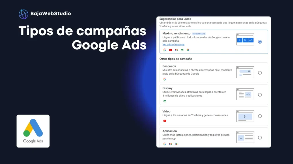 Tipos de campañas de google ads