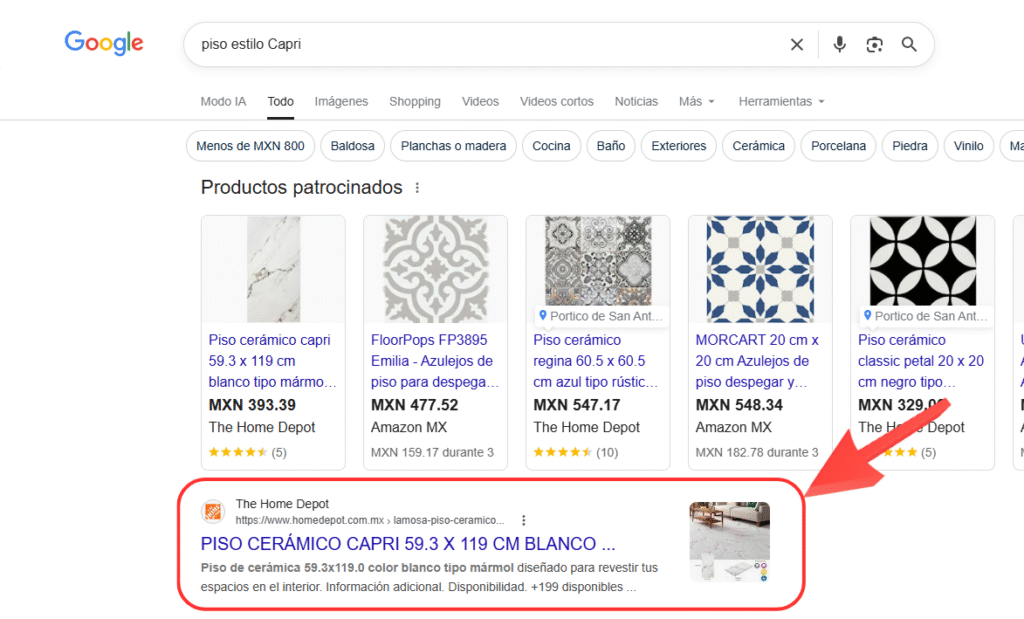 Datos estructurados Home Depot