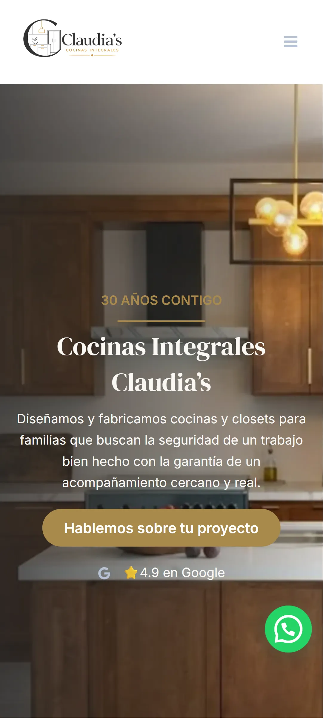 Sitio web de cocinas integrales claudias adaptado a celular